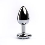 Silver medium heart-shaped butt plug with white crystal - obrazek 2
