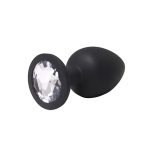 Black medium butt plug with white crystal