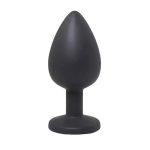Black medium butt plug with white crystal - obrazek 2