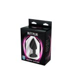 Black medium butt plug with white crystal - obrazek 3