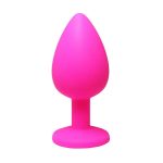 Pink medium butt plug with white crystal - obrazek 2