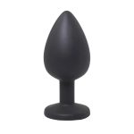 Black small butt plug with white crystal - obrazek 2