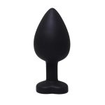 Black large heart-shaped butt plug with white crystal - obrazek 2