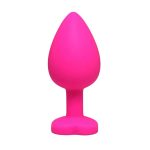Pink medium heart-shaped butt plug with white crystal - obrazek 2