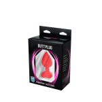 Red medium heart-shaped butt plug with white crystal - obrazek 3