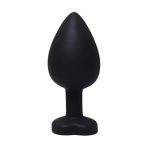 Black small heart-shaped butt plug with white crystal - obrazek 2