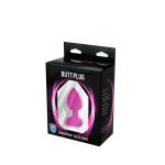 Pink small heart-shaped butt plug with white crystal - obrazek 3
