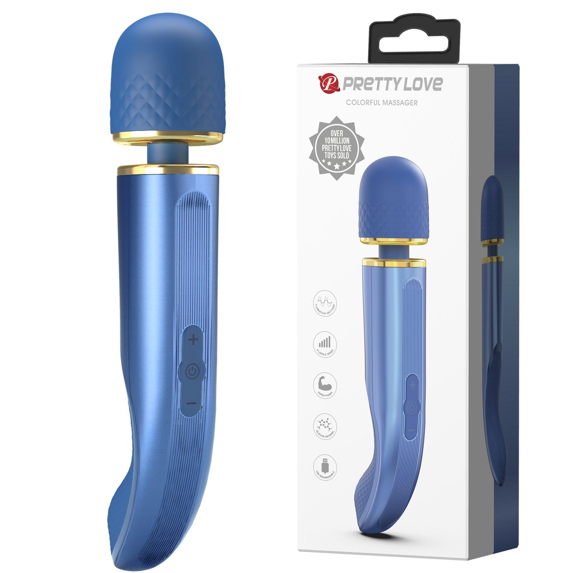 BI-014848-1 PRETTY LOVE - Colorful Massager Blue, 7 vibration functions 5 levels of speed control - obrazek 1