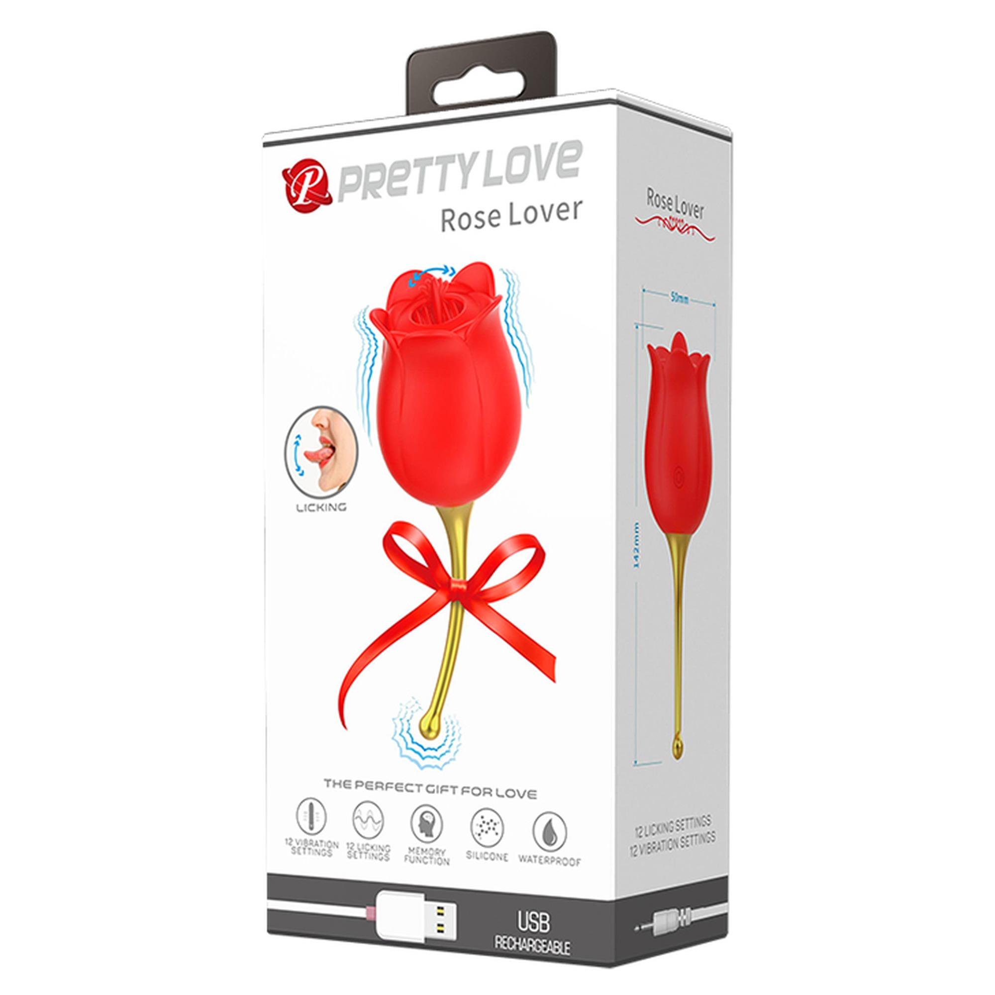 BI-014915 PRETTY LOVE - Rose Lover, 12 vibration functions 12 licking settings - obrazek 1