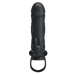 PRETTY LOVE - PENIS SLEEVE WITH BALL STRAP vibration BLACK - obrazek 3