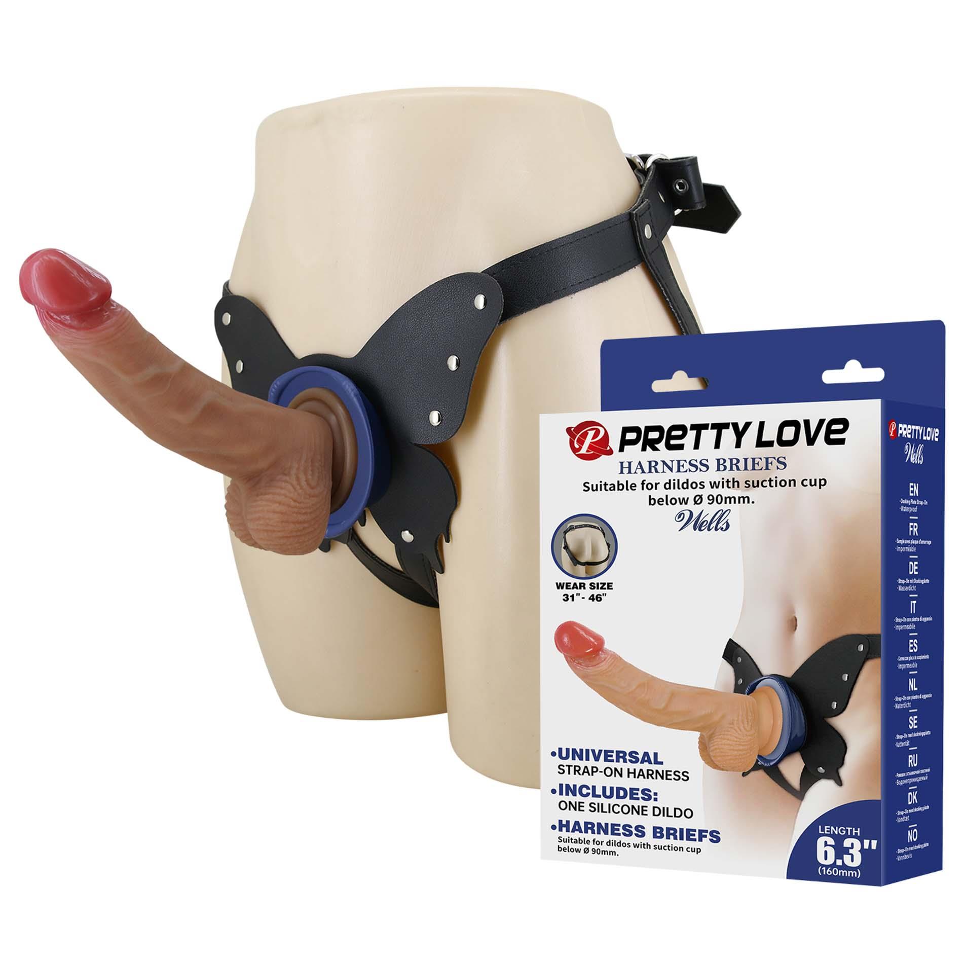 BW-022075_01 Pretty Love Wells 6.3" Silicone Dildo with Harness Briefs - obrazek 1