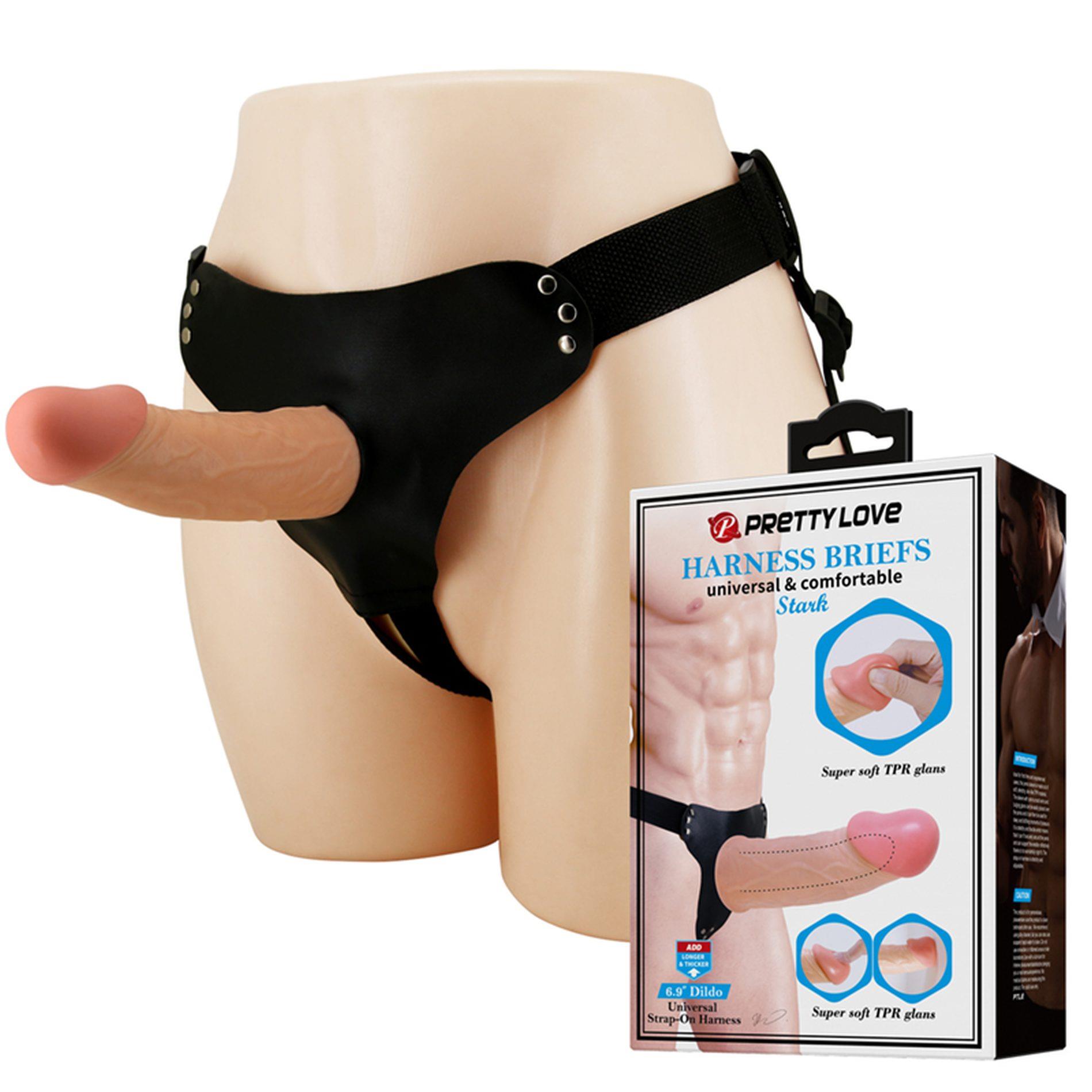 BW-022096N_01 PRETTY LOVE - HARNESS BRIEFS Stark Universal Strap-On Harness 6,9'' Dildo Flesh - obrazek 1