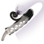ROMANCE - Penis sleeve,  TPE material,vibration, battery LR41*3, Black - obrazek 3